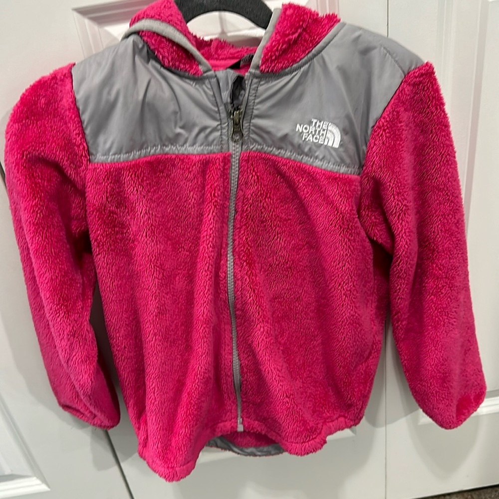 North face pink fleece zip up jacket